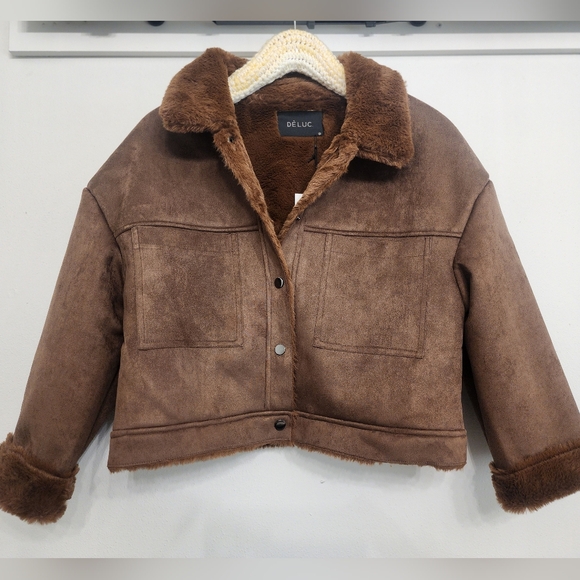 Women's Deluc "Mathew" Faux Suede Jacket In Size Medium In The Almond Color - Picture 11 of 16